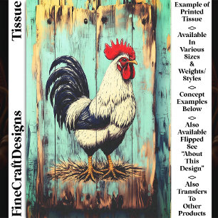 French Country Barnyard Rooster DB7RF Decoupage Tissue Paper
