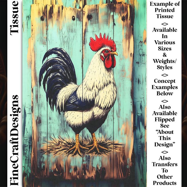 French Country Barnyard Rooster DB7RF Decoupage Tissue Paper (Creator Uploaded)