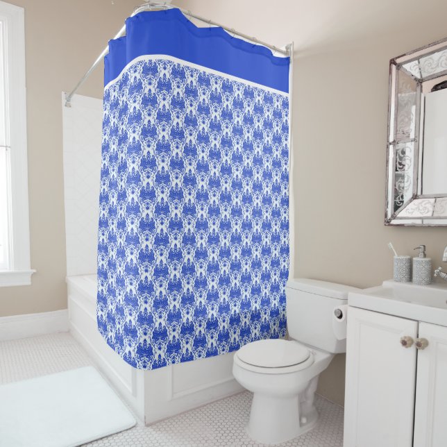 French Country Blue And White Shower Curtain (In Situ)