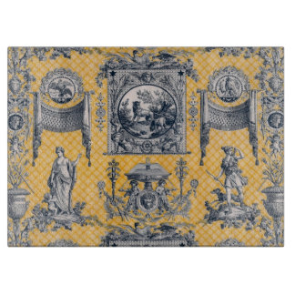 French Country Blue & Yellow Toile Cutting Board