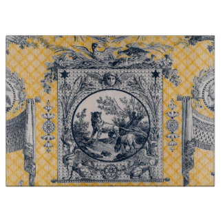 French Country Blue & Yellow Toile Cutting Board