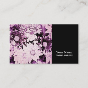 French country boho chic wildflower purple daisy business card
