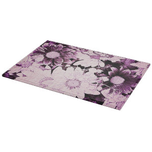 French country boho chic wildflower purple daisy cutting board