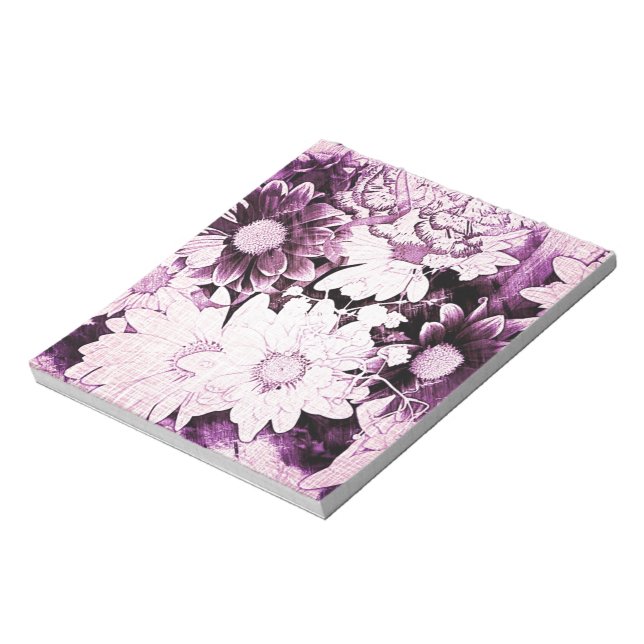 French country boho chic wildflower purple daisy notepad (Rotated)