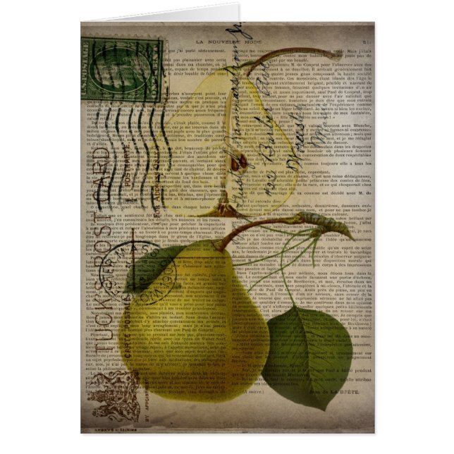 french country botanical illustration vintage pear (Front)