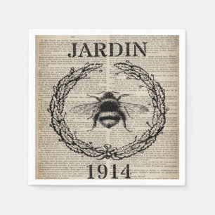 french country botanical modern vintage bee napkin