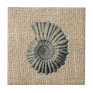 french country burlap beach coastal chic seashell ceramic tile