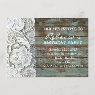 french country chic barn wood and lace invitation