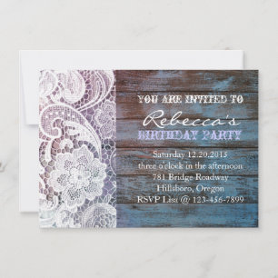 french country chic barn wood and lace invitation