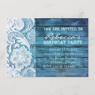 french country chic barn wood and lace invitation