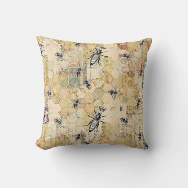 French Country Chic Honey Bee Home Decor Cushion (Front)