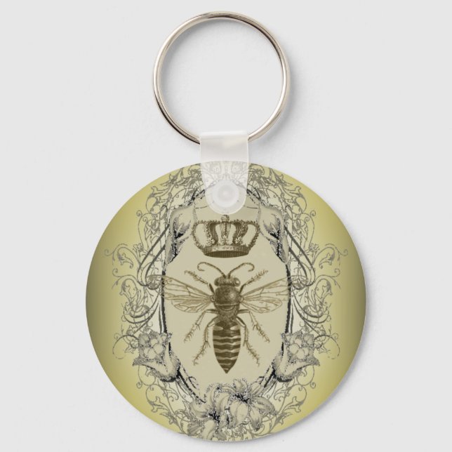 french country chic victorian crown queen bee key ring (Front)
