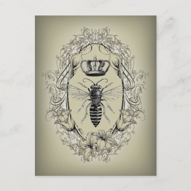 french country chic victorian crown queen bee postcard (Front)