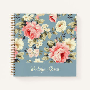French Country Cottage Garden Flowers Custom Name Notebook