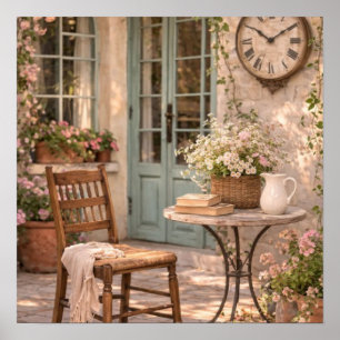 French Country Courtyard Coffee Table Poster