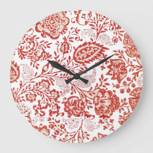 French Country Decor Red Toile Clock