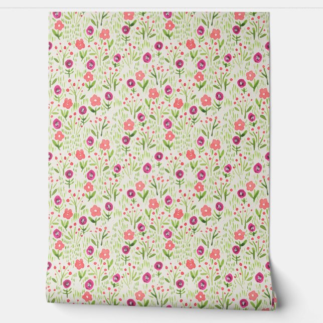 French country delicate flowers wallpaper  (Unrolling)