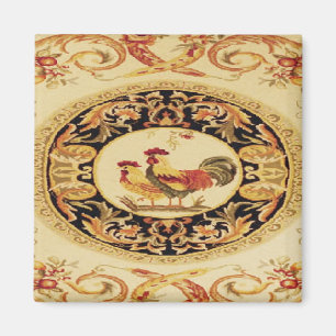 French Country Design Rooster & Hen Fridge Magnet