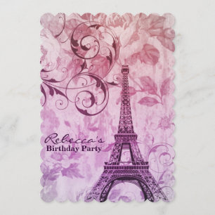 french country eiffel tower paris birthday party invitation