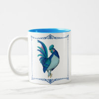 French Country Farmhouse Rooster Blue Teal Pink