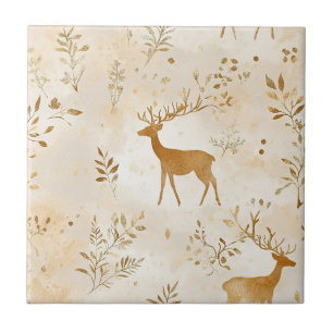 French Country Fawn Pattern Ceramic Tile