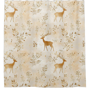 French Country Fawn Pattern Shower Curtain