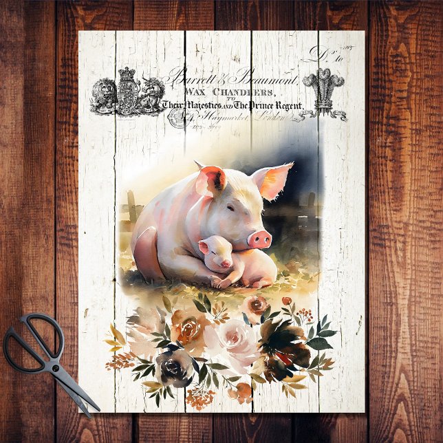 French Country Floral Hampshire Pigs Tissue Paper (Creator Uploaded)