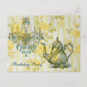 french country garden birthday tea party invitation