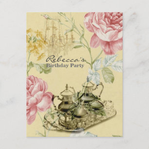 french country garden birthday tea party invitation