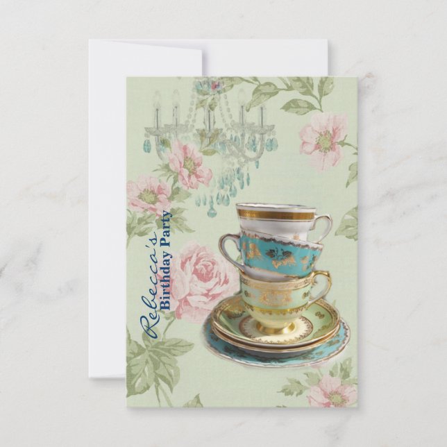 french country garden birthday tea party invitation (Front)