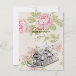 french country garden birthday tea party invitation