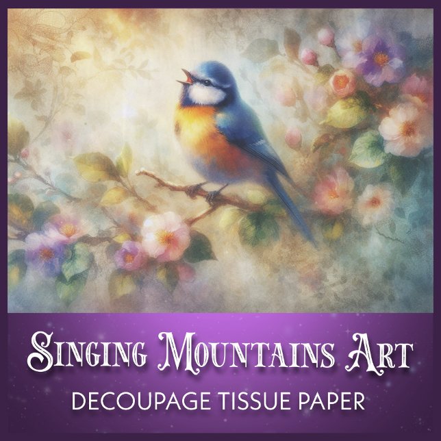 French Country Garden Bluebird Decoupage Tissue Paper (Creator Uploaded)
