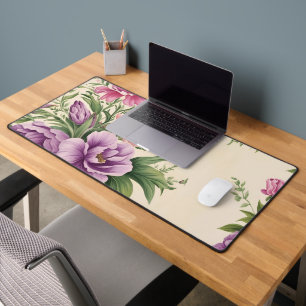 French Country Garden Lavender & Rose Blooms Desk Mat