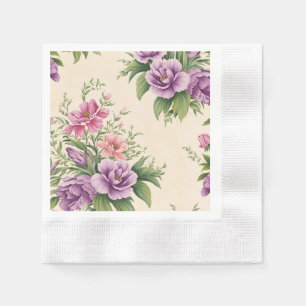 French Country Garden Lavender & Rose Blooms Napkin