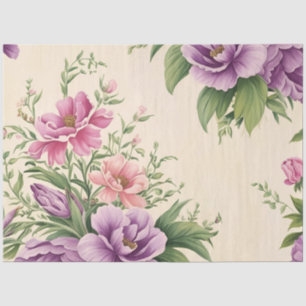 French Country Garden Lavender & Rose Blooms Tissue Paper