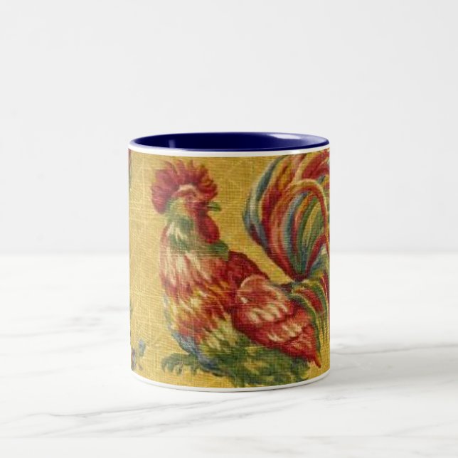 French Country Gold Rooster 2 Tone Coffee Mug (Center)