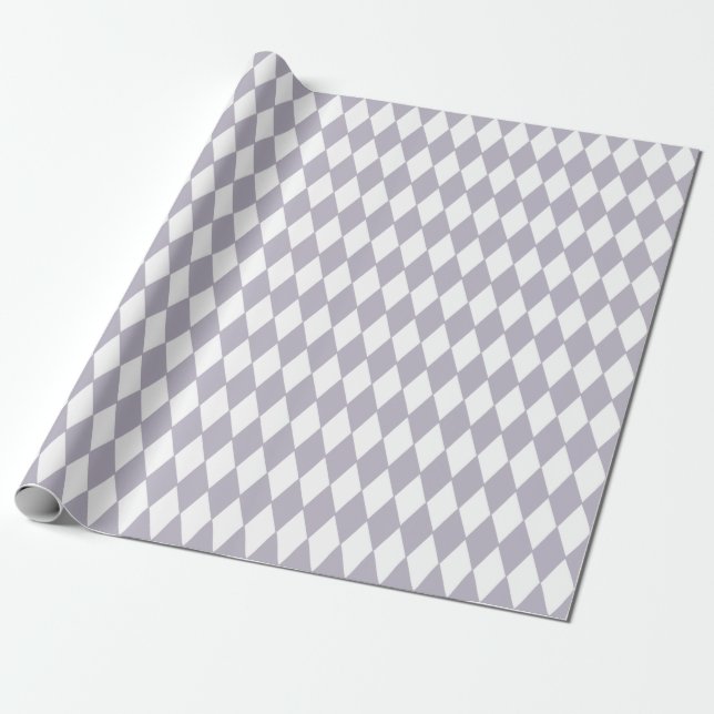 French Country Harlequin Lilac & White Wrapping Paper (Unrolled)