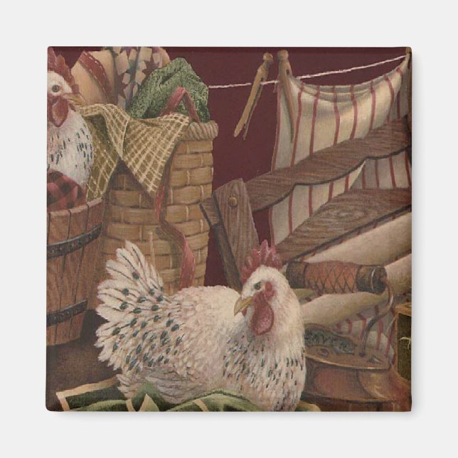 French Country Hens Fridge Magnet (Front)