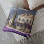 French Country House Lavender Flowers Mountains Cushion<br><div class="desc">French Country House Lavender Flowers Mountains Waterclor Outdoor Patio Throw Pillow Cushion features a stylish rustic elegance with a watercolor painting of a French country farmhouse with lavender fields and mountains. Perfect for home decor or as a gift for birthday,  Mother's Day or Christmas. Designed by Evco Studio www.zazzle.com/store/evcostudio</div>