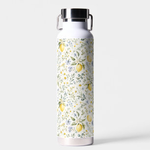 French Country Lemon and Wildflowers Pattern Water Bottle