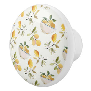 French Country Lemon Pattern Ceramic Pull
