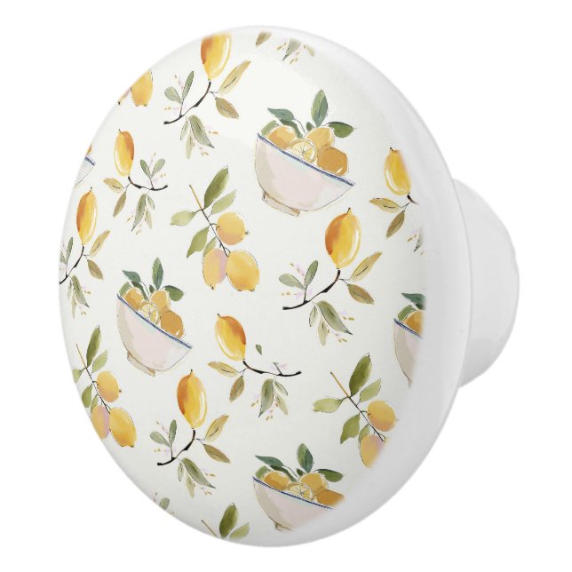 French Country Lemon Pattern Ceramic Pull (Right)
