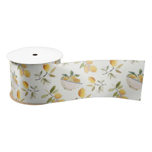 French Country Lemon Pattern Satin Ribbon