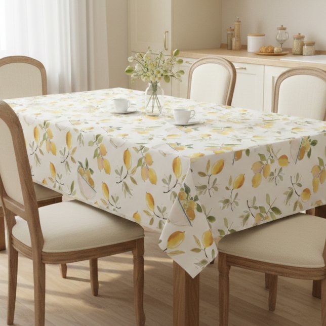 French Country Lemon Pattern Tablecloth (elegant warm french country lemon pattern tablecloth)