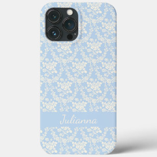French Country Light Blue Floral Personalised iPhone 13 Pro Max Case
