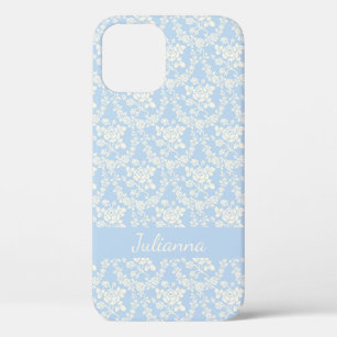 French Country Light Blue Floral Personalised iPhone 12 Pro Case