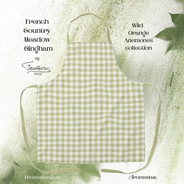 French Country Meadow Gingham - sage green plaid. Apron (Creator Uploaded)