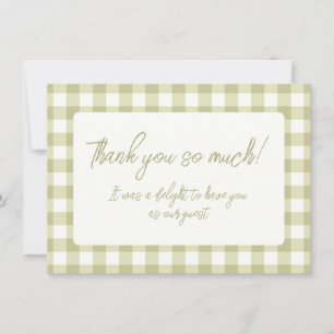 French Country Meadow Gingham - sage green plaid. Thank You Card