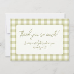 French Country Meadow Gingham - sage green plaid. Thank You Card