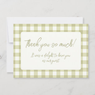 French Country Meadow Gingham - sage green plaid. Thank You Card